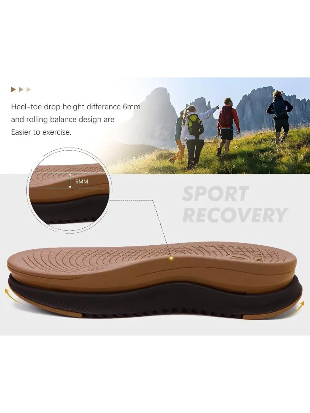 Men's Khaki Arch Support Mesh Athletic Thick Rubber Soles Hiking Sandal Shoes